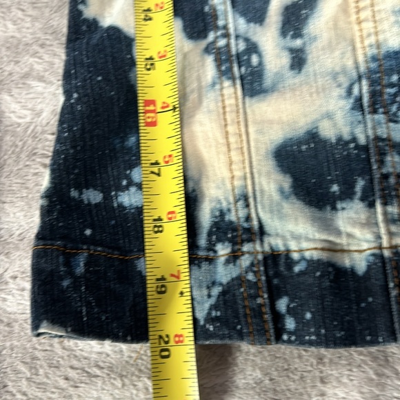 YMI bleached, splattered, hooded, lightweight, jean jacket, medium - Picture 7 of 7